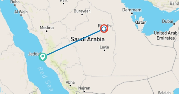 8 Days Riyadh Edge Of The World & Jeddah Tour map