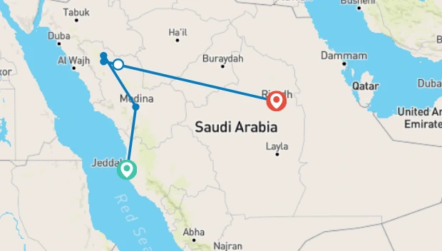 A glance of Saudi Arabia 8 days map