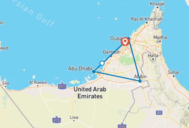 Magical Dubai 8 days map