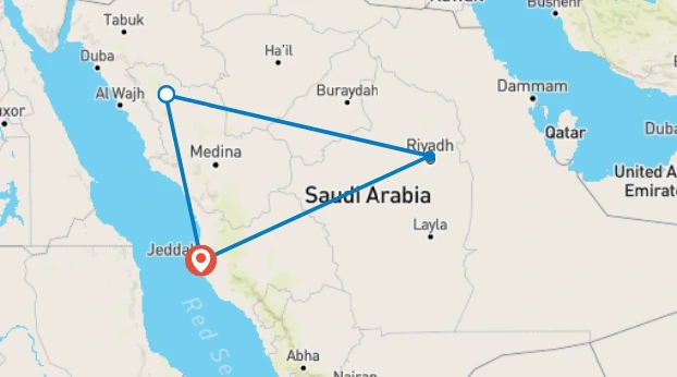 Saudi 6 Days untapped sites with activities map