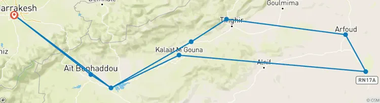 High Atlas Mountains and Sahara Adventure map