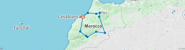 Highlights of Morocco 10 days map