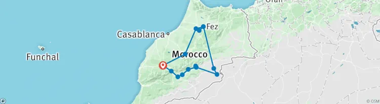 Highlights of Morocco 9 days map
