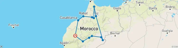 Timeless Morocco 9 days map